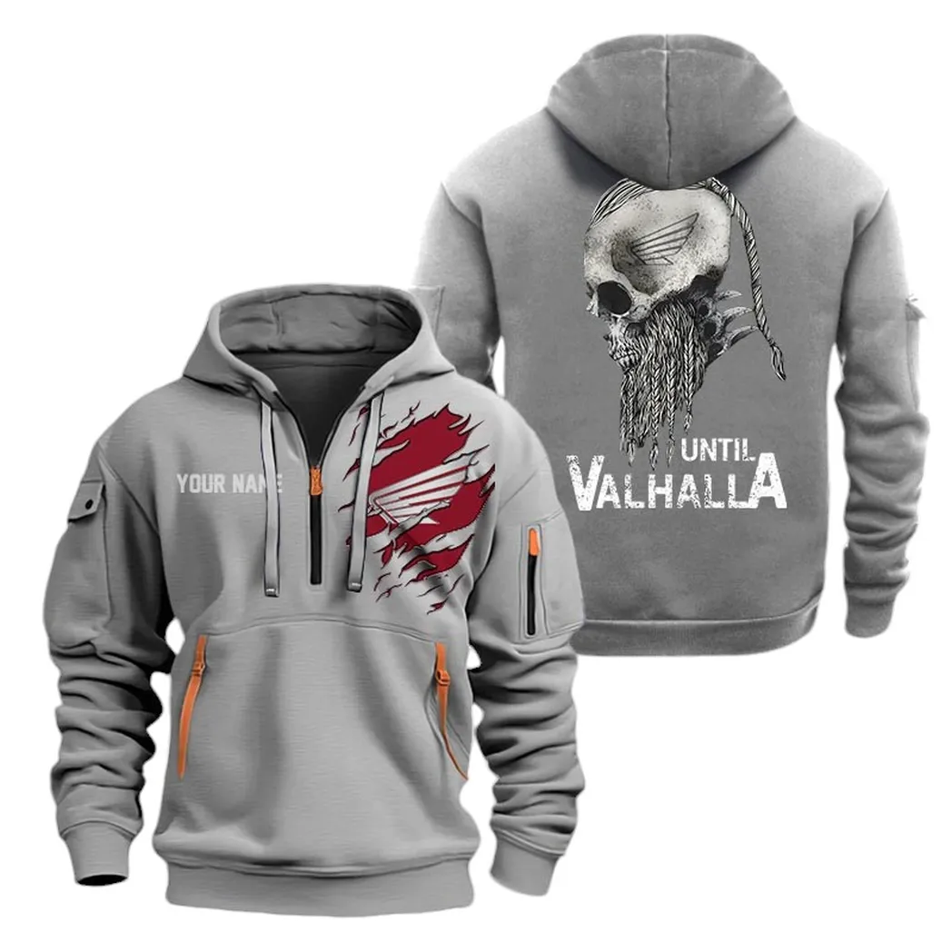 Sport Bike Hoodie Half Zipper, Active Supporter Half-Zip Hoodie CAR072 -Gray - Image 2