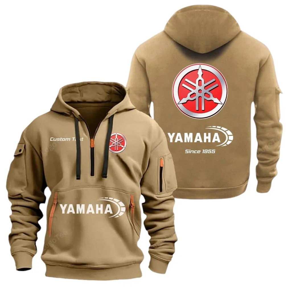 Sport Bike Hoodie Half Zipper, Everyday Comfort Half-Zip Hoodie CAR052 -Khaki - Image 2