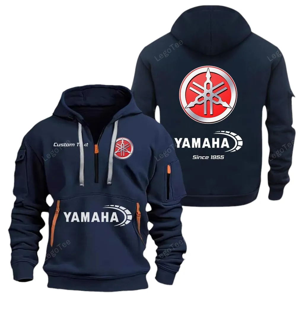 Sport Bike Hoodie Half Zipper, Game Time Hoodie CAR052 -Navy - Image 2