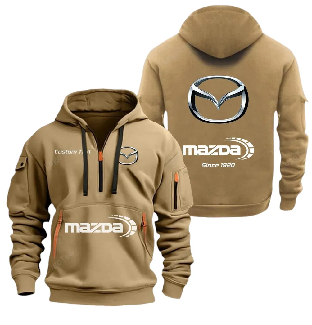 Sport Hatchback Hoodie Half Zipper, Modern Sport Hoodie CAR052 -Khaki - Image 2