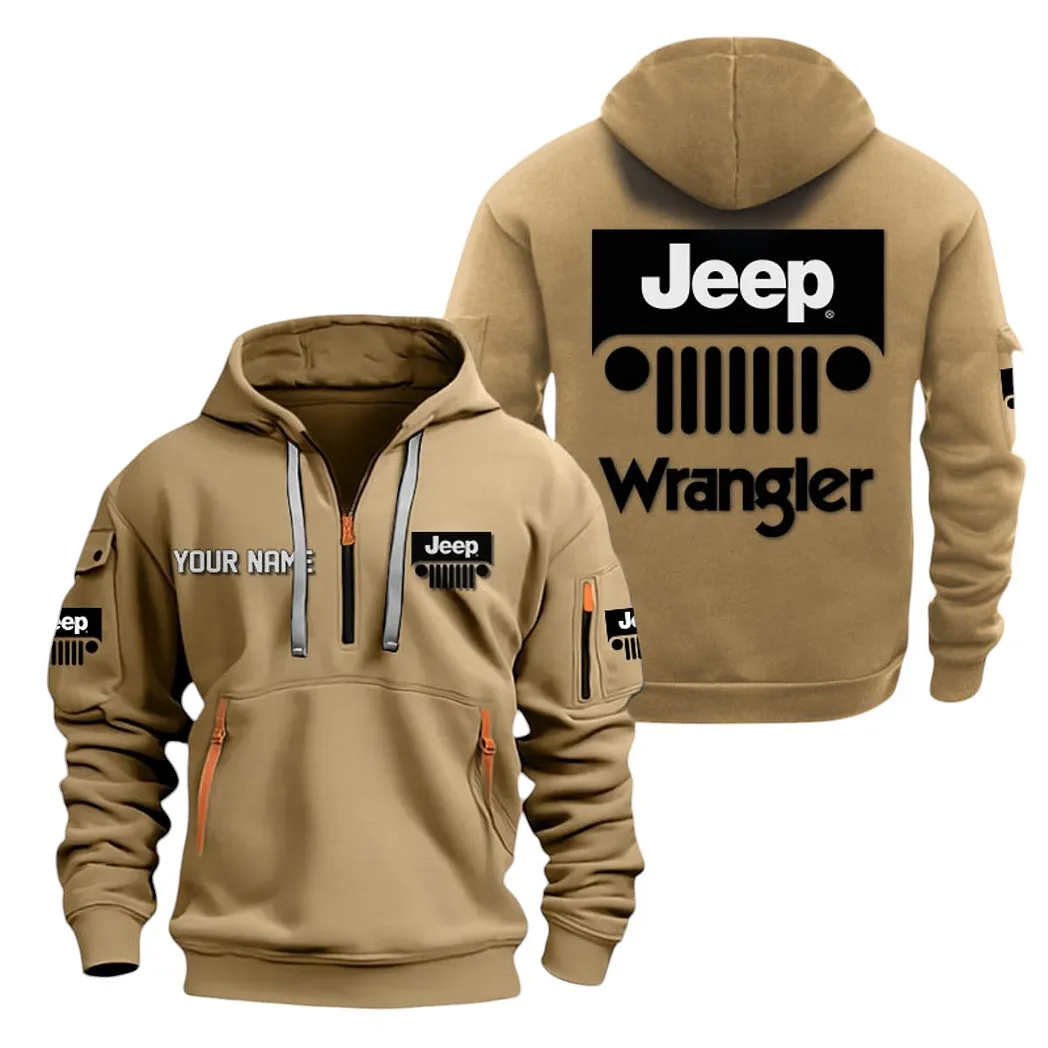 Sport Luxury Auto Hoodie Half Zipper, Sport Spirit Hoodie CAR200 - Khaki - Image 2
