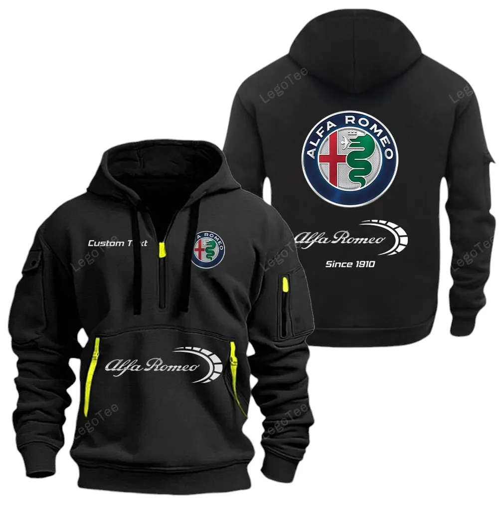 Sport Sedan Hoodie Half Zipper, Athletic Fan Half-Zip Hoodie CAR052 -Black - Image 2