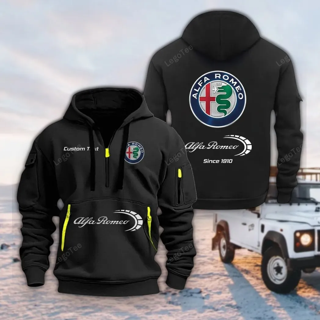 Sport Sedan Hoodie Half Zipper, Athletic Fan Half-Zip Hoodie CAR052 -Black