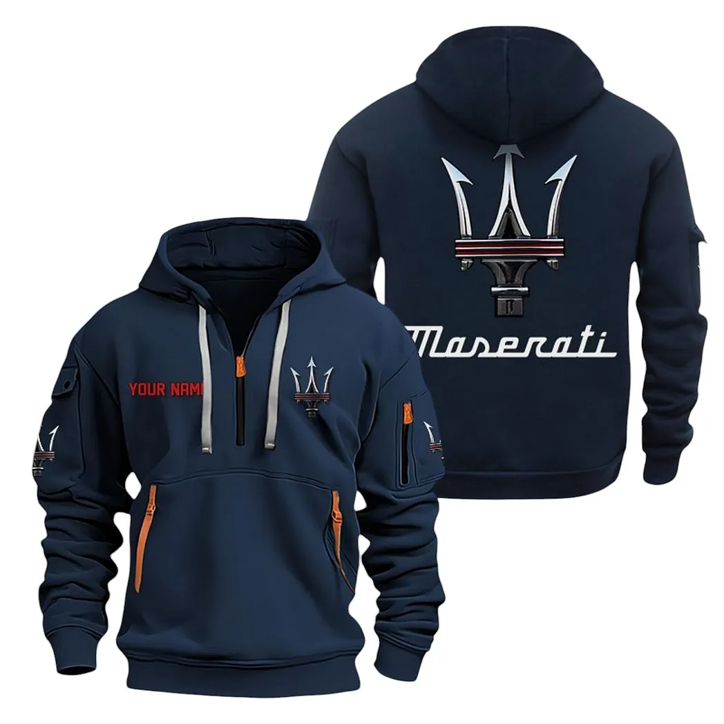 Sports Car Hoodie Half Zipper, Lifestyle Fan Half-Zip Hoodie CAR200 - Navy - Image 2