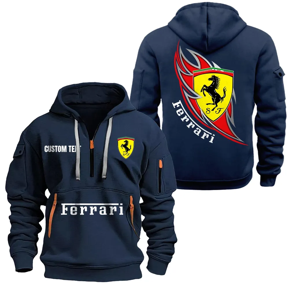 Sports Car Hoodie Half Zipper, Supporter Spirit Hoodie CAR170 - Navy - Image 2