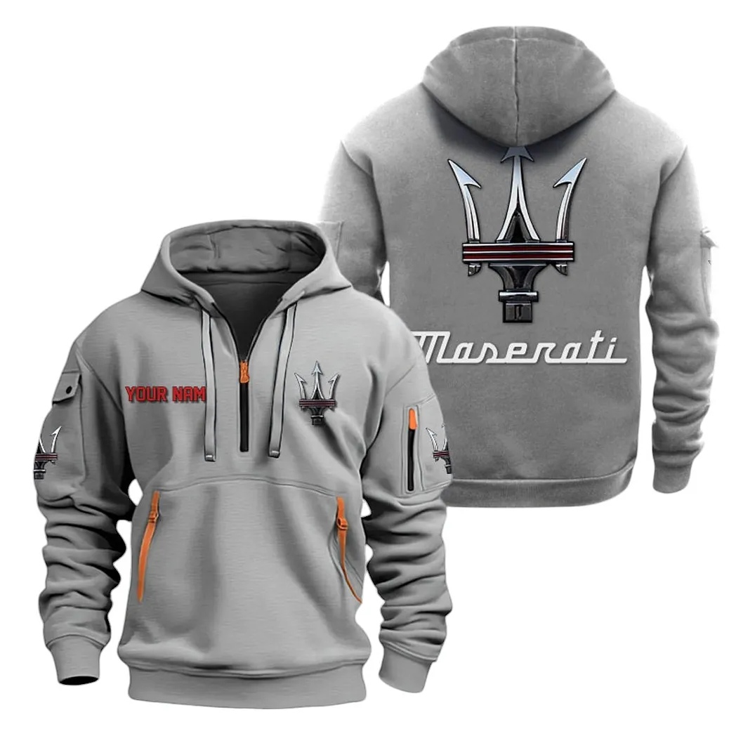 Sports Car Hoodie Half Zipper, True Fan Hoodie CAR200 - Gray - Image 2
