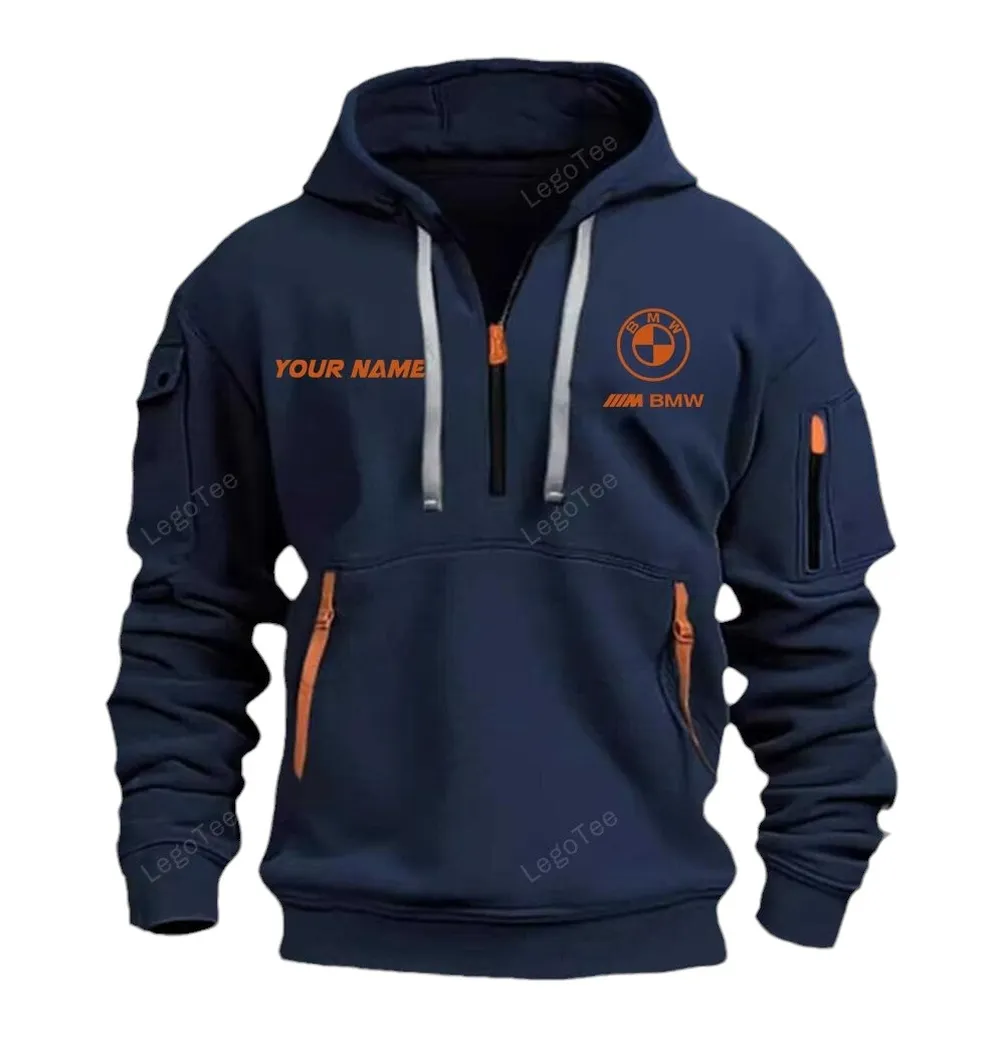 Sports Car Hoodie Half Zipper, True Supporter Half-Zip Hoodie CAR042 -Navy - Image 2