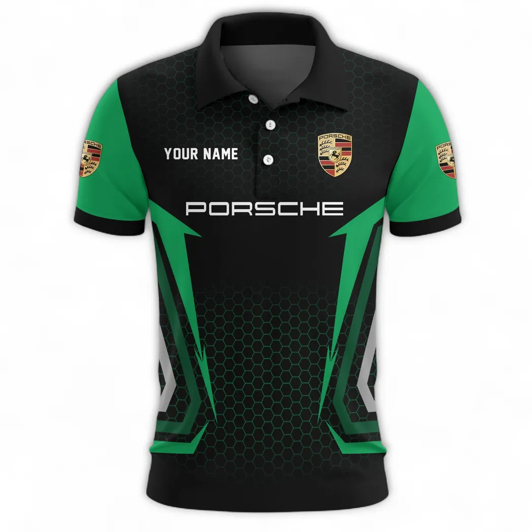 Sports Car Polo Shirt, Urban Comfort Button Shirt CAR526 - Green - Image 2