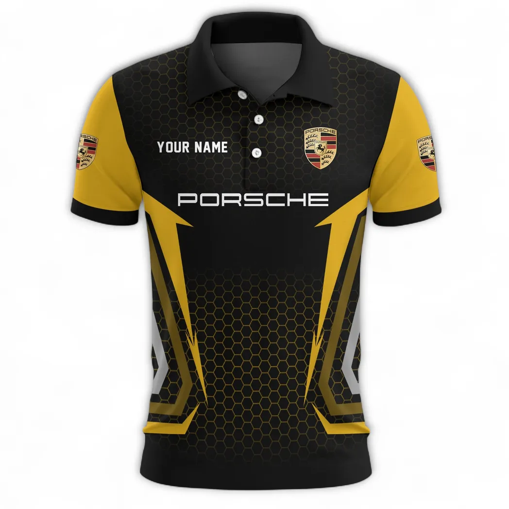 Sports Car Polo Shirt, Urban Comfort Button Shirt CAR526 - Yellow - Image 2