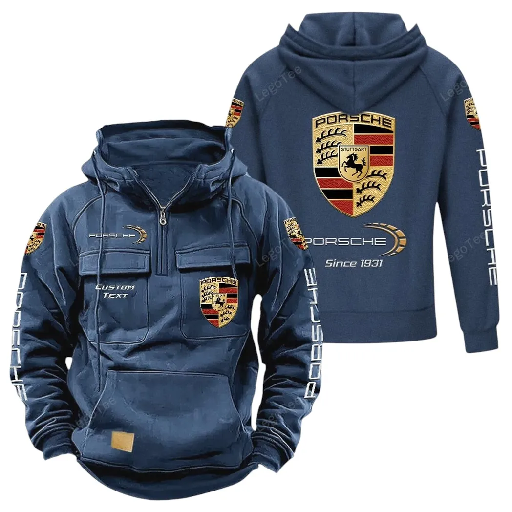 Sports Car Tactical Quarter Zip Hoodie, Exclusive Logo Hoodie For Car Enthusiasts CAR960 - Dark Blue - Image 2