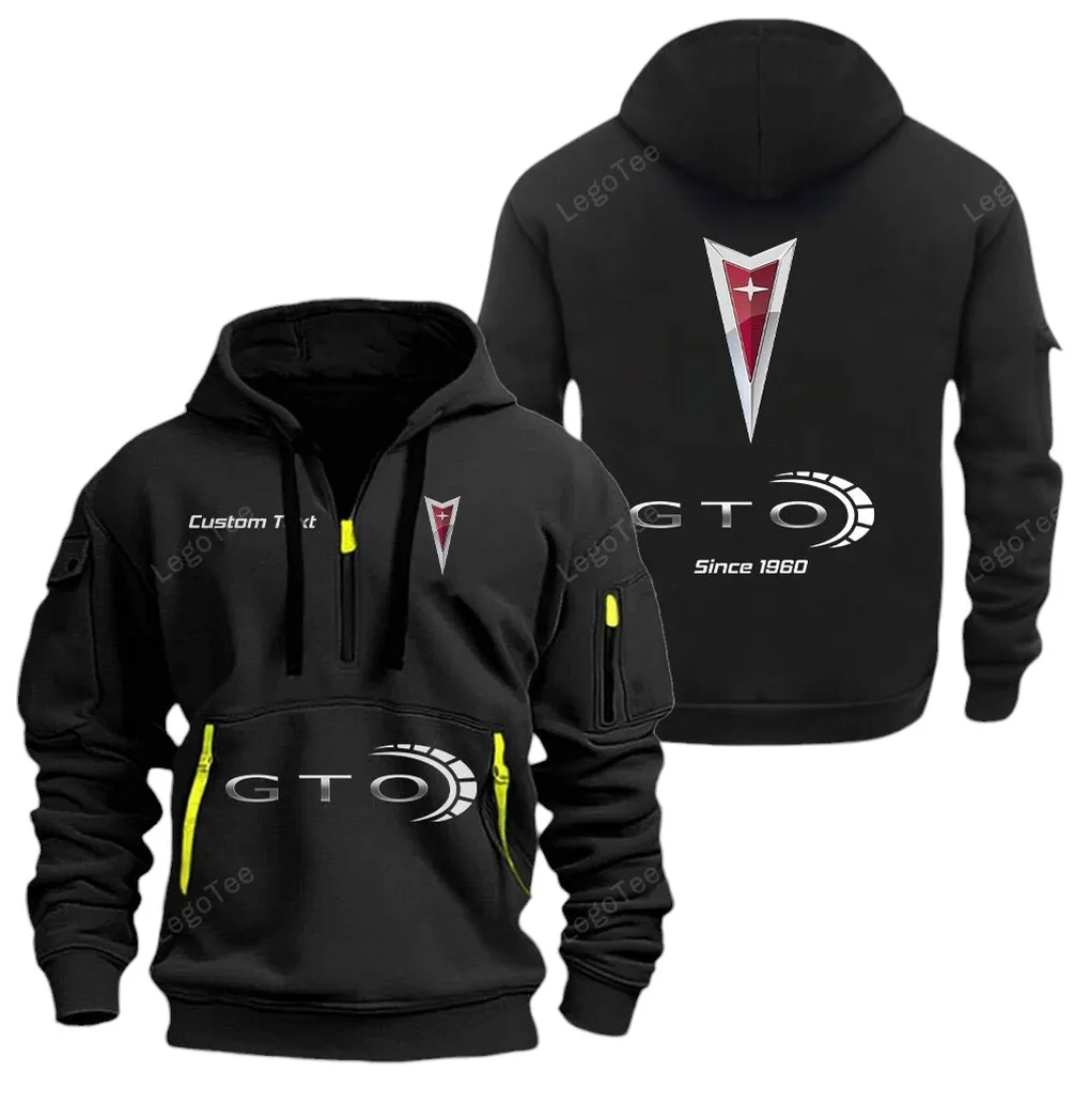Sporty Cruiser Hoodie Half Zipper, Bold Energy Hoodie CAR052 -Black - Image 2