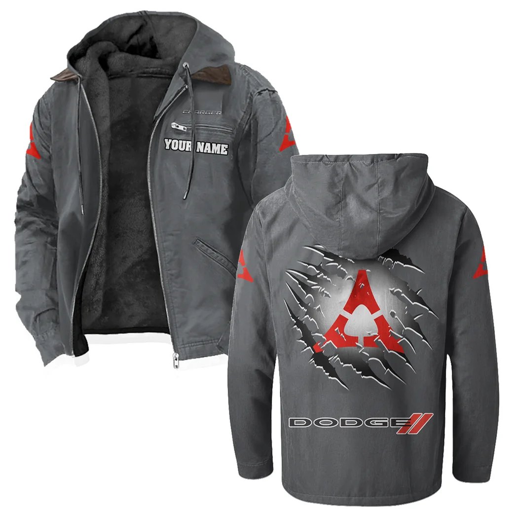 Sporty Four-Door Flannel Hoodie, Driven Style Hoodie HVN1327DC - Gray - Image 2