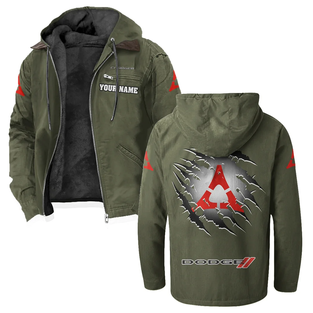 Sporty Four-Door Flannel Hoodie, Driven Style Hoodie HVN1327DC - Green - Image 2