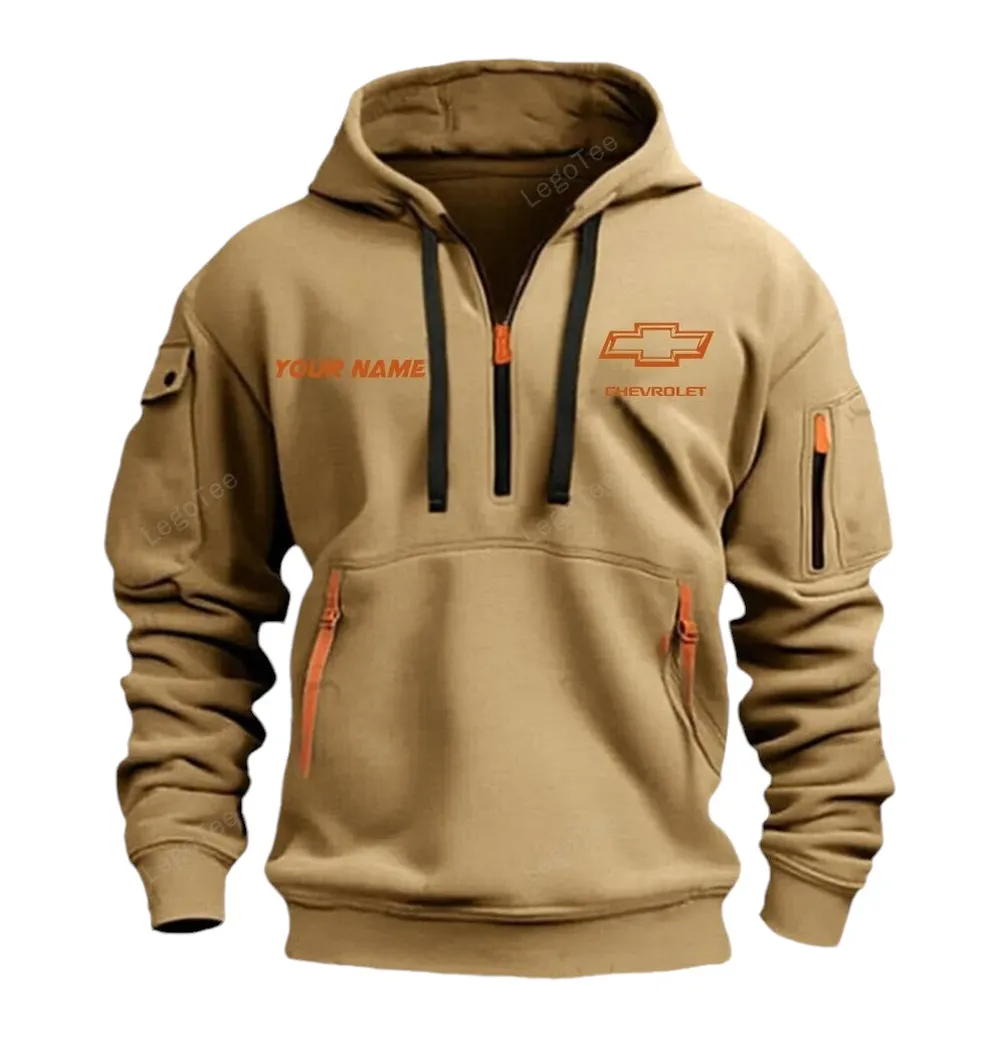 Sporty Vehicle Hoodie Half Zipper, Game Time Hoodie CAR042 -Khaki - Image 2