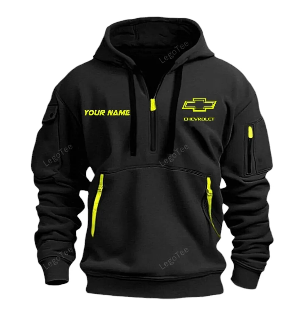 Sporty Vehicle Hoodie Half Zipper, Streetwear Fan Hoodie CAR042 -Black - Image 2