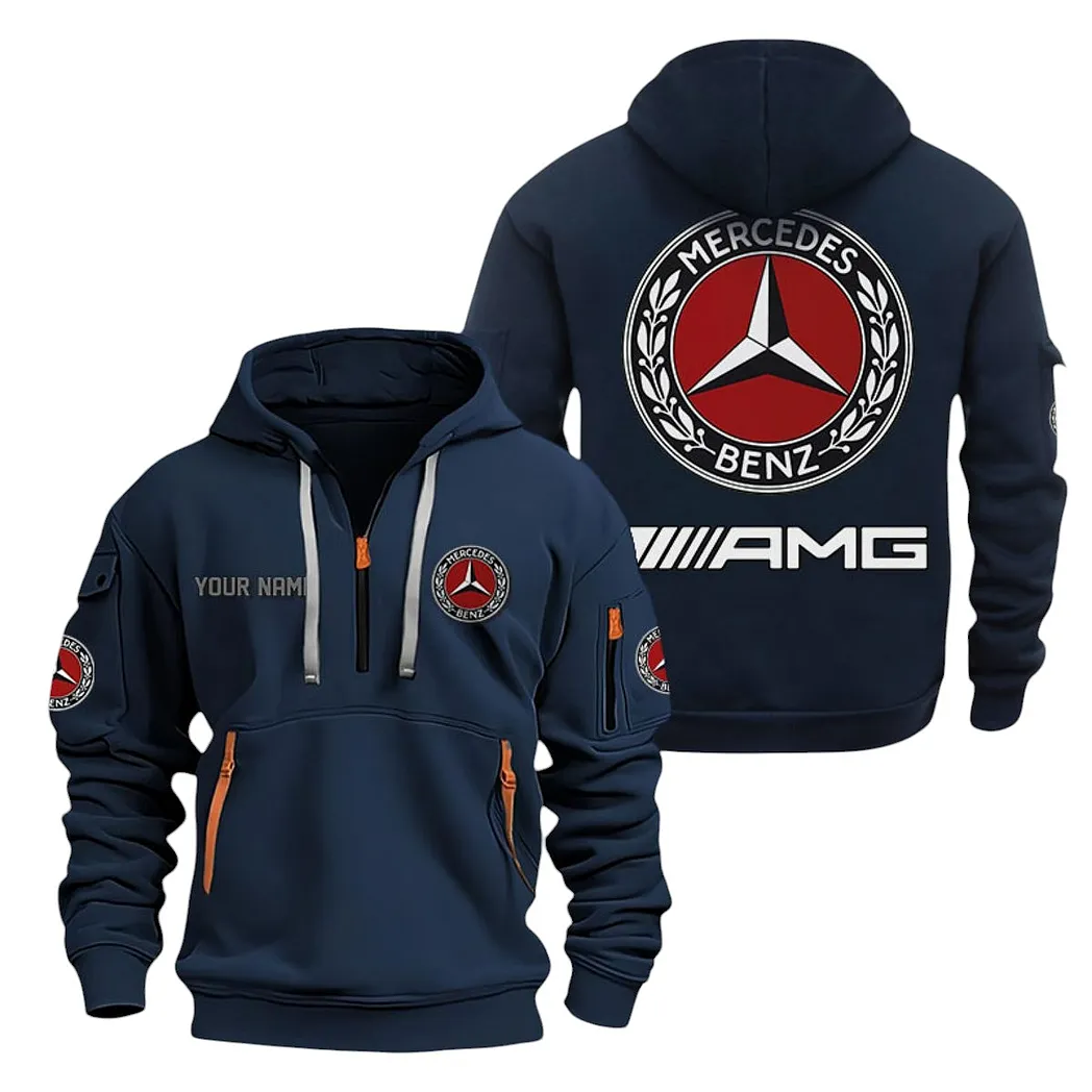 Street Car Hoodie Half Zipper, Active Spirit Hoodie CAR200 - Navy - Image 2