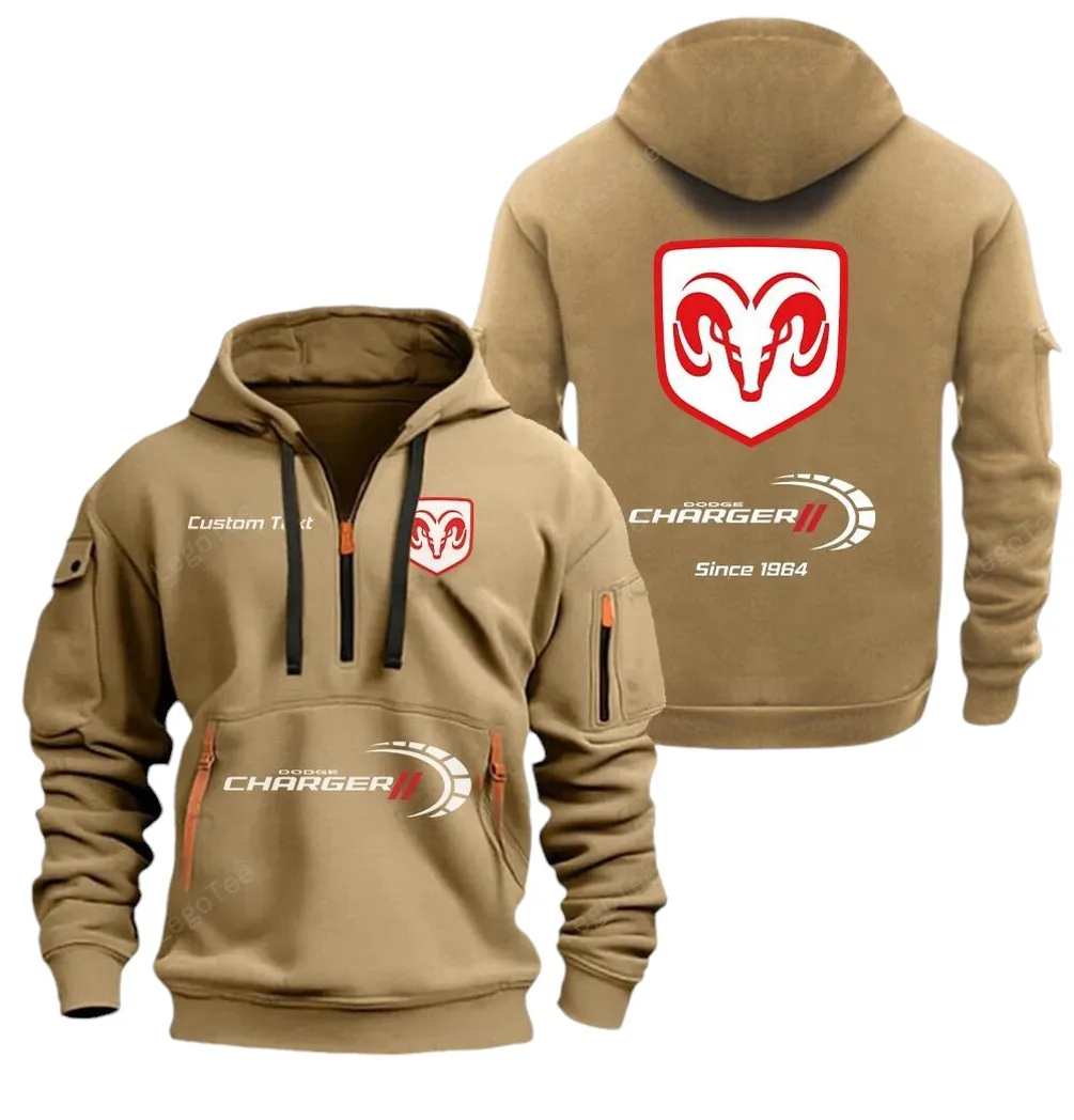 Street Car Hoodie Half Zipper, All-Season Fan Half-Zip Hoodie CAR052 -Khaki - Image 2