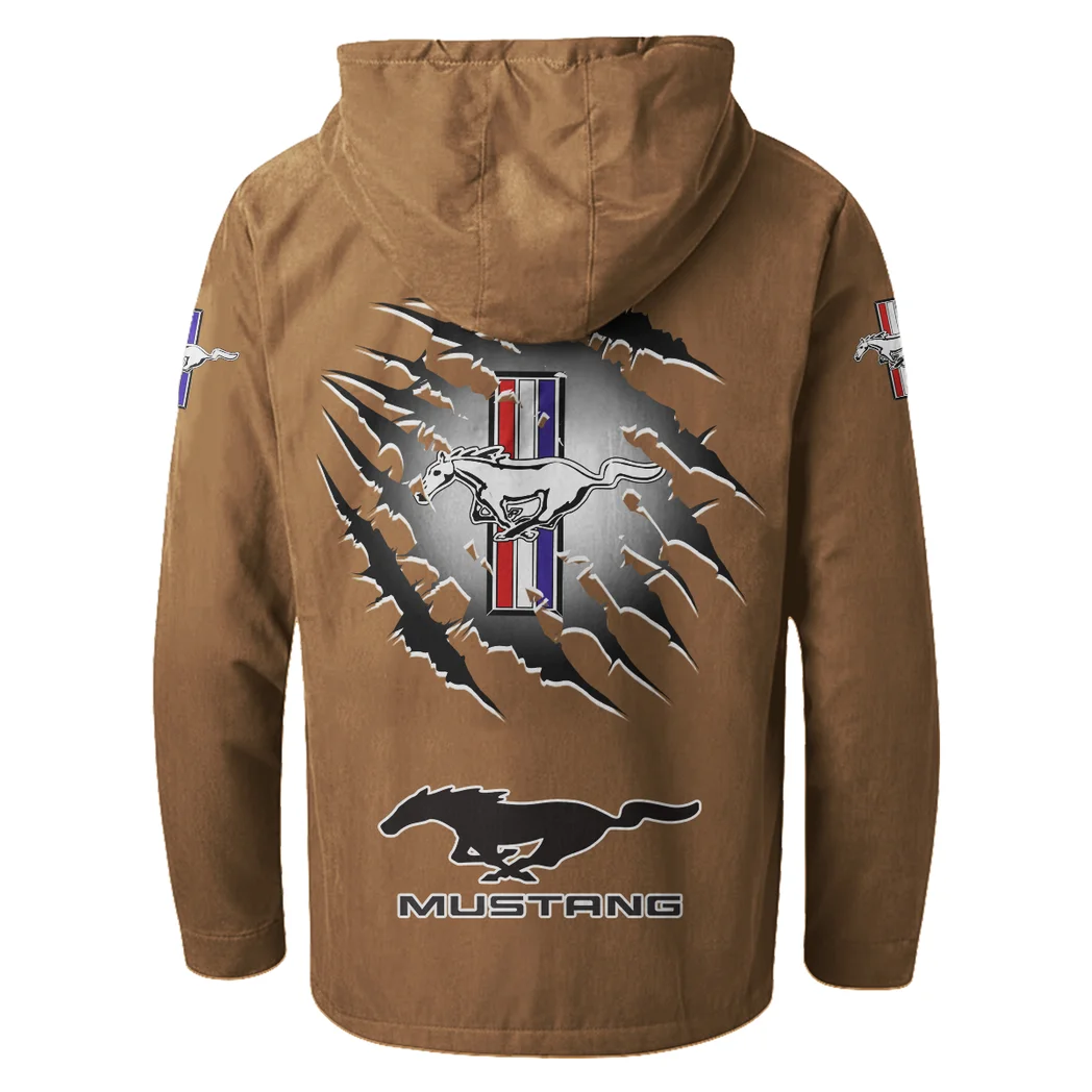 Street Performance Car Flannel Hoodie, Auto Fan Hooded Flannel HVN1327FM - Camel - Image 4