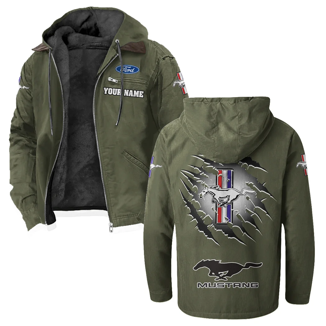 Street Performance Car Flannel Hoodie, Auto Fan Hooded Flannel HVN1327FM - Green - Image 2