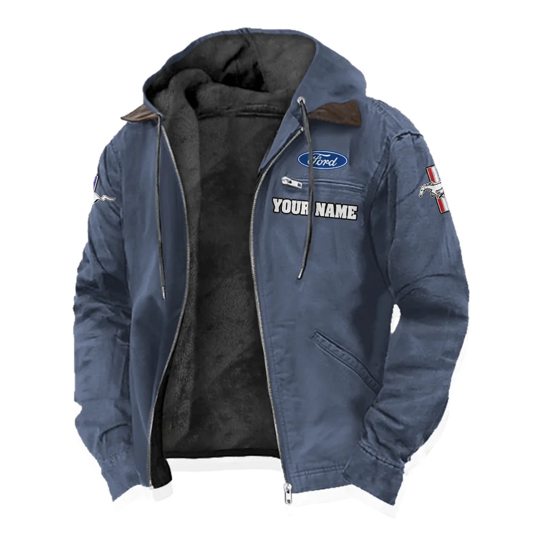 Street Performance Car Flannel Hoodie, Auto Fan Hooded Flannel HVN1327FM - Navy Blue - Image 3