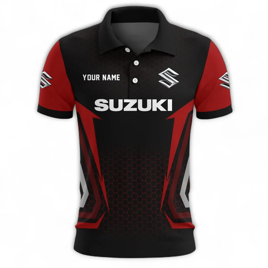 Street Racer Polo Shirt, Sporty Everyday Button Shirt CAR526 - Red - Image 2