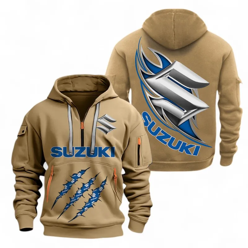 Strong Energy Hoodie Half Zipper, Active Supporter Half-Zip Hoodie CAR500 - Khaki - Image 2