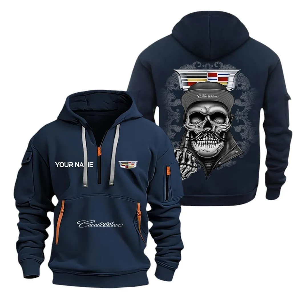 Stylish Luxury Wagon Hoodie Half Zipper, Supporter Style Half-Zip Hoodie CAR166 - Navy - Image 2