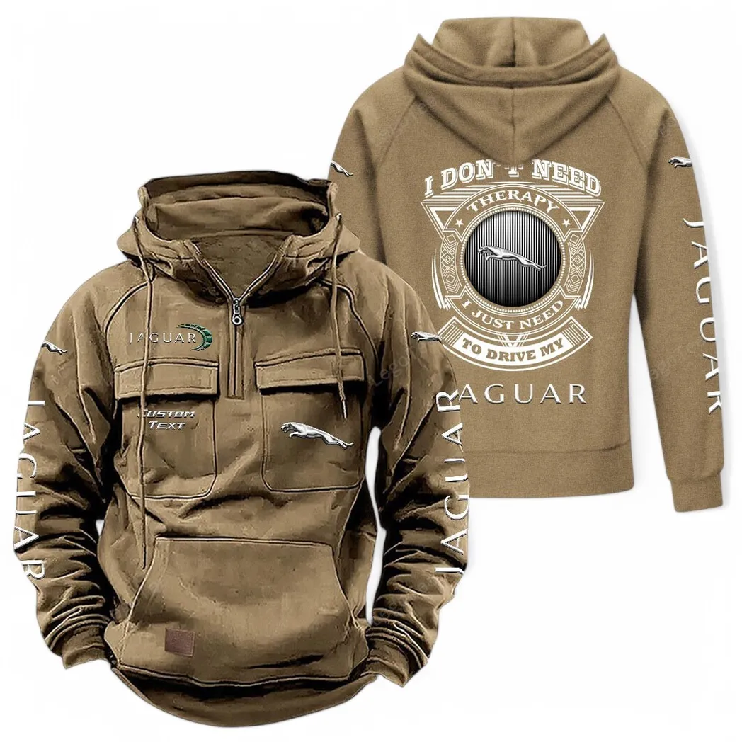 Stylish Performance Car Tactical Quarter Zip Hoodie, Exclusive Logo Hoodie For Car Enthusiasts CAR106 - Khaki - Image 2