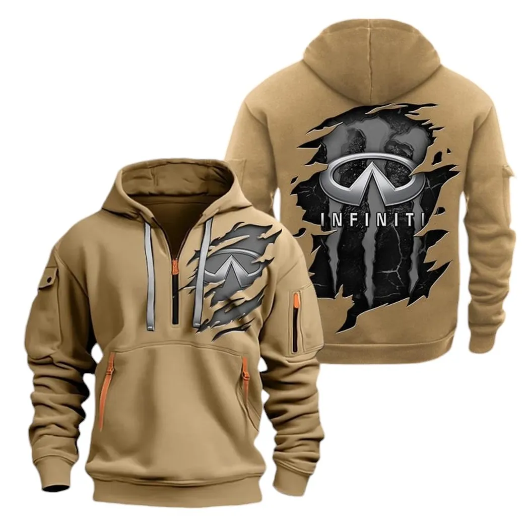 Stylish Ride Hoodie Half Zipper, Fan Pride Half-Zip Hoodie CAR021 -Khaki - Image 2
