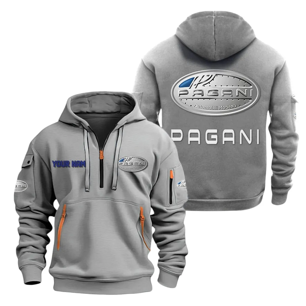 Supercar Hoodie Half Zipper, All-Season Fan Half-Zip Hoodie CAR200 - Gray - Image 2