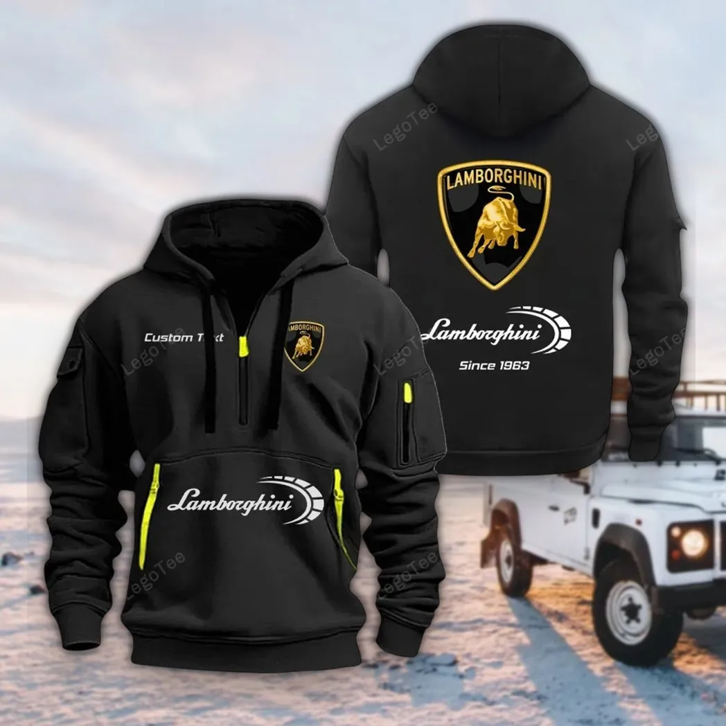 Supercar Hoodie Half Zipper, Everyday Fan Hoodie CAR052 -Black