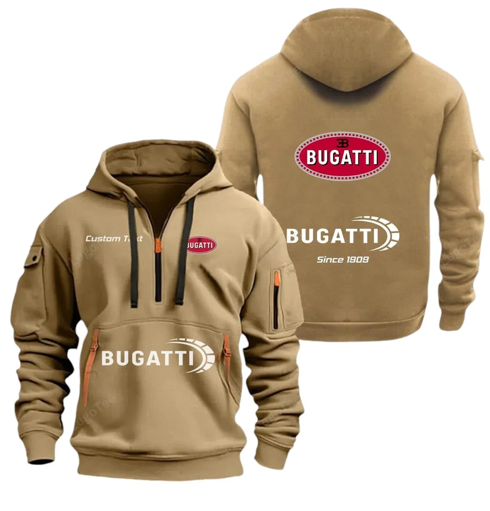 Supercar Hoodie Half Zipper, Lifestyle Fan Half-Zip Hoodie CAR052 -Khaki - Image 2