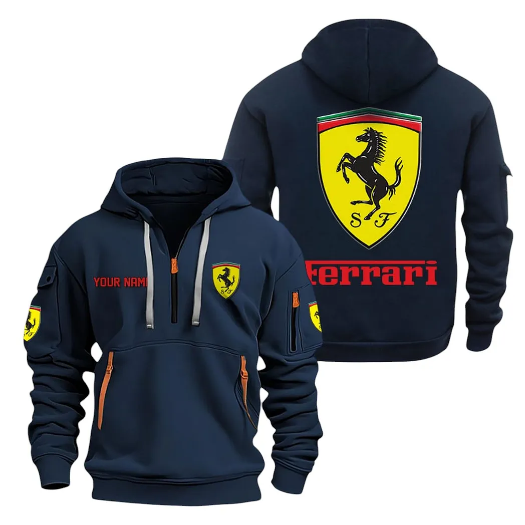 Superfast Road Car Hoodie Half Zipper, Game Time Hoodie CAR200 - Navy - Image 2