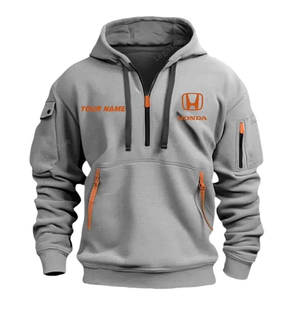 SUV Hoodie Half Zipper, Athletic Fan Half-Zip Hoodie CAR042 -Gray - Image 2