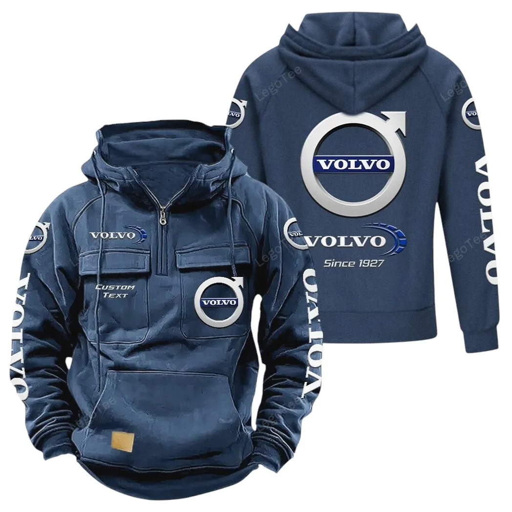 Swedish Car Brand Tactical Quarter Zip Hoodie, Exclusive Logo Hoodie For Car Enthusiasts CAR960 - Dark Blue - Image 2