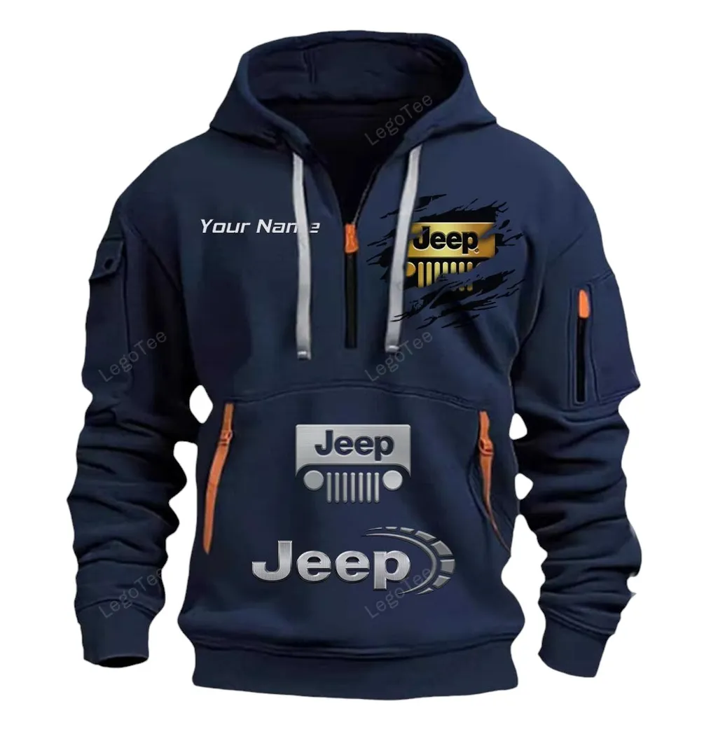 Terrain Auto Hoodie Half Zipper, Sport Spirit Hoodie CAR113 - Navy - Image 2