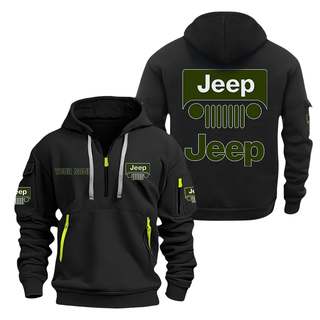 Terrain Auto Hoodie Half Zipper, Warm Up Hoodie CAR200 - Black - Image 2