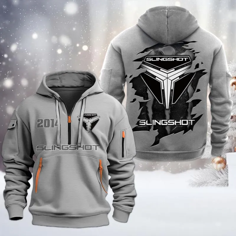 Three-Wheeler Hoodie Half Zipper, Everyday Comfort Half-Zip Hoodie CAR198 - Gray - Image 2