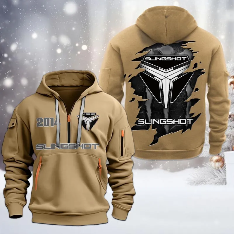 Three-Wheeler Hoodie Half Zipper, Game Day Half-Zip Hoodie CAR198 - Khaki - Image 2