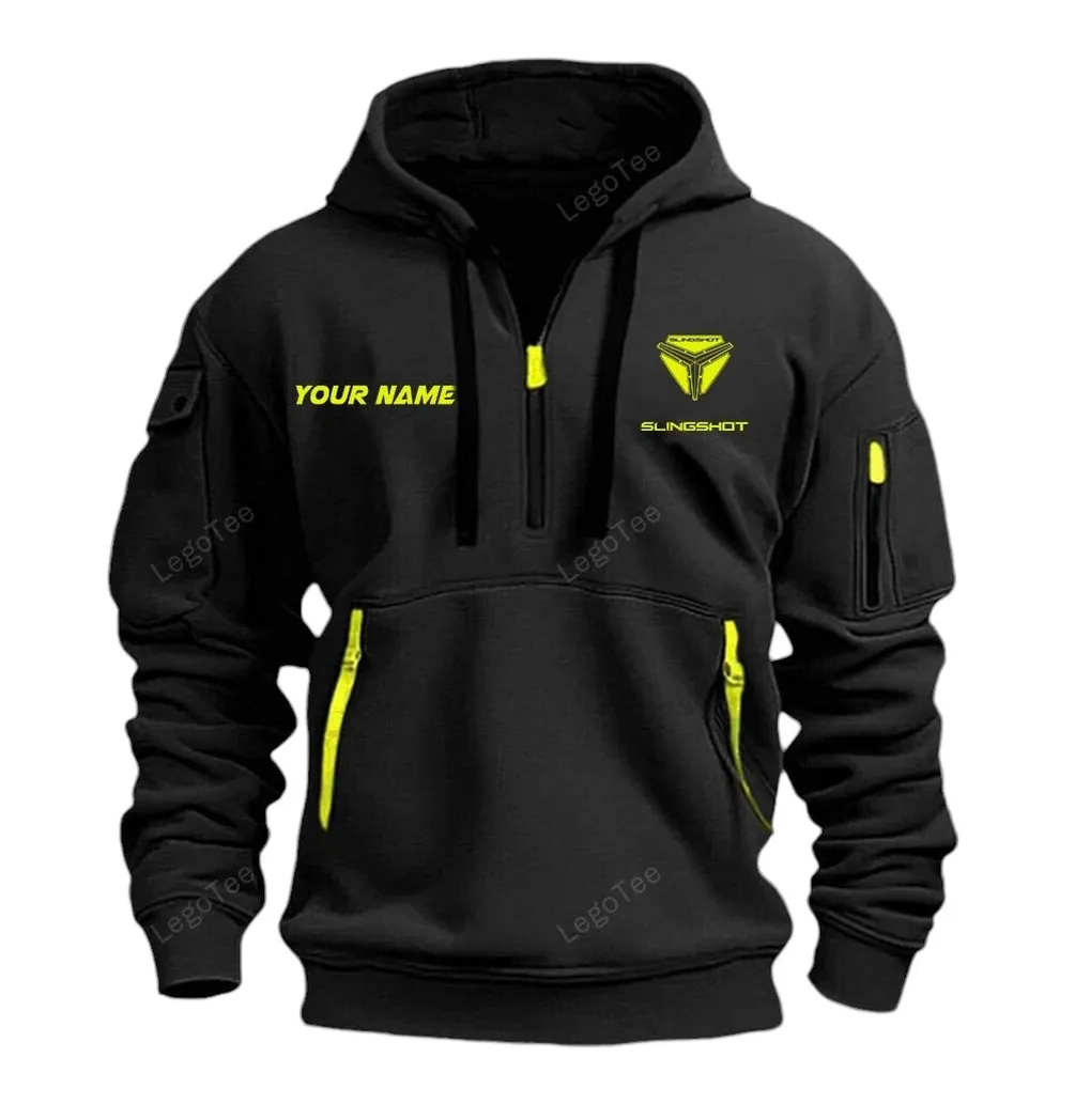 Three-Wheeler Hoodie Half Zipper, Sporty Fan Half-Zip Hoodie CAR042 -Black - Image 2