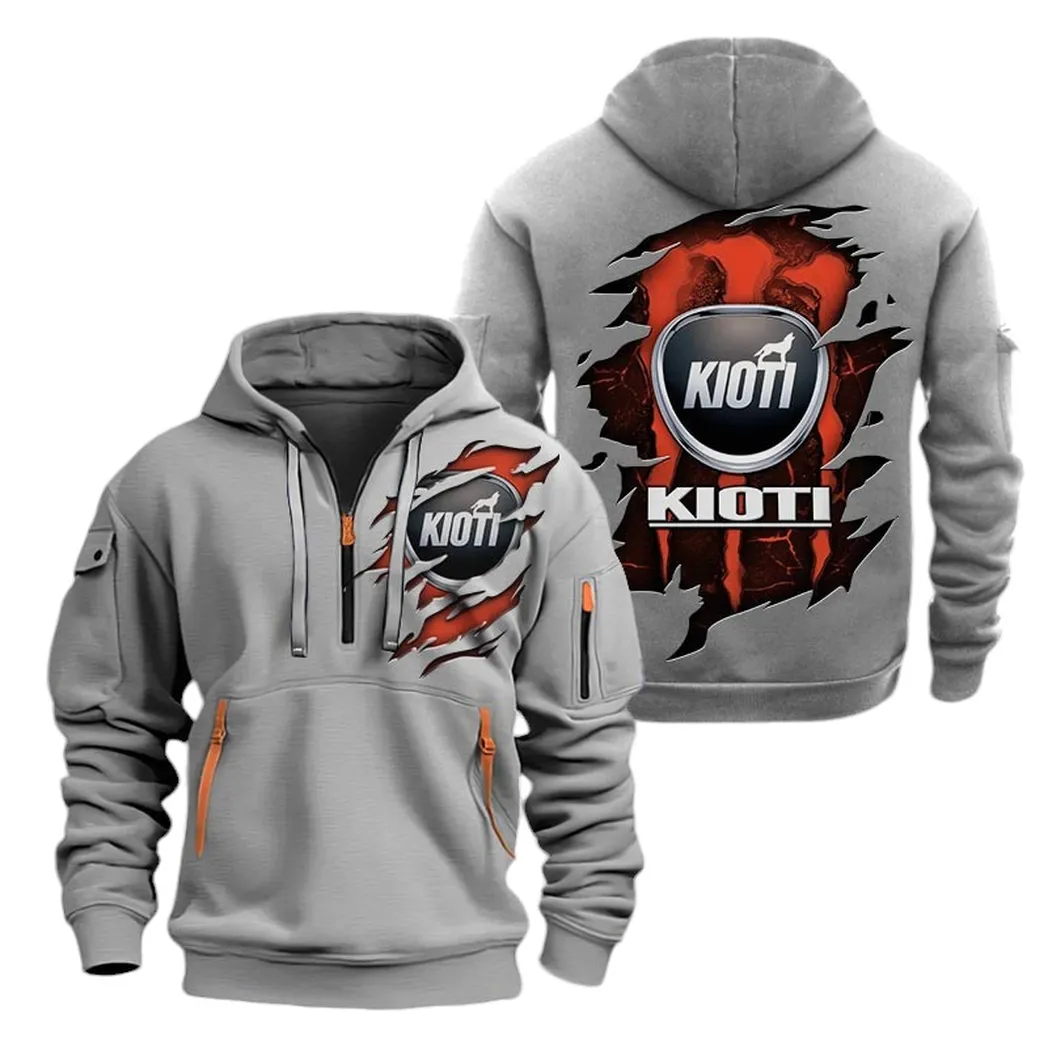 Tillage Tractor Hoodie Half Zipper, Sport Spirit Hoodie CAR032 -Gray - Image 2