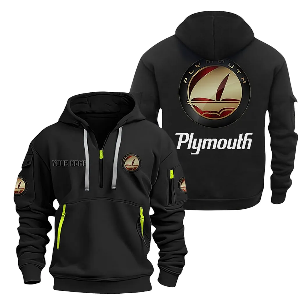 Timeless Automobile Hoodie Half Zipper, Warm Up Hoodie CAR200 - Black - Image 2