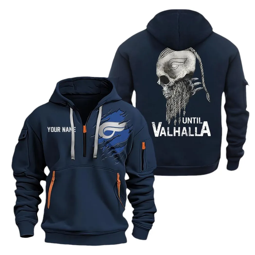 Touring Capable Bike Hoodie Half Zipper, Casual Sport Half-Zip Hoodie CAR072 -Navy - Image 2