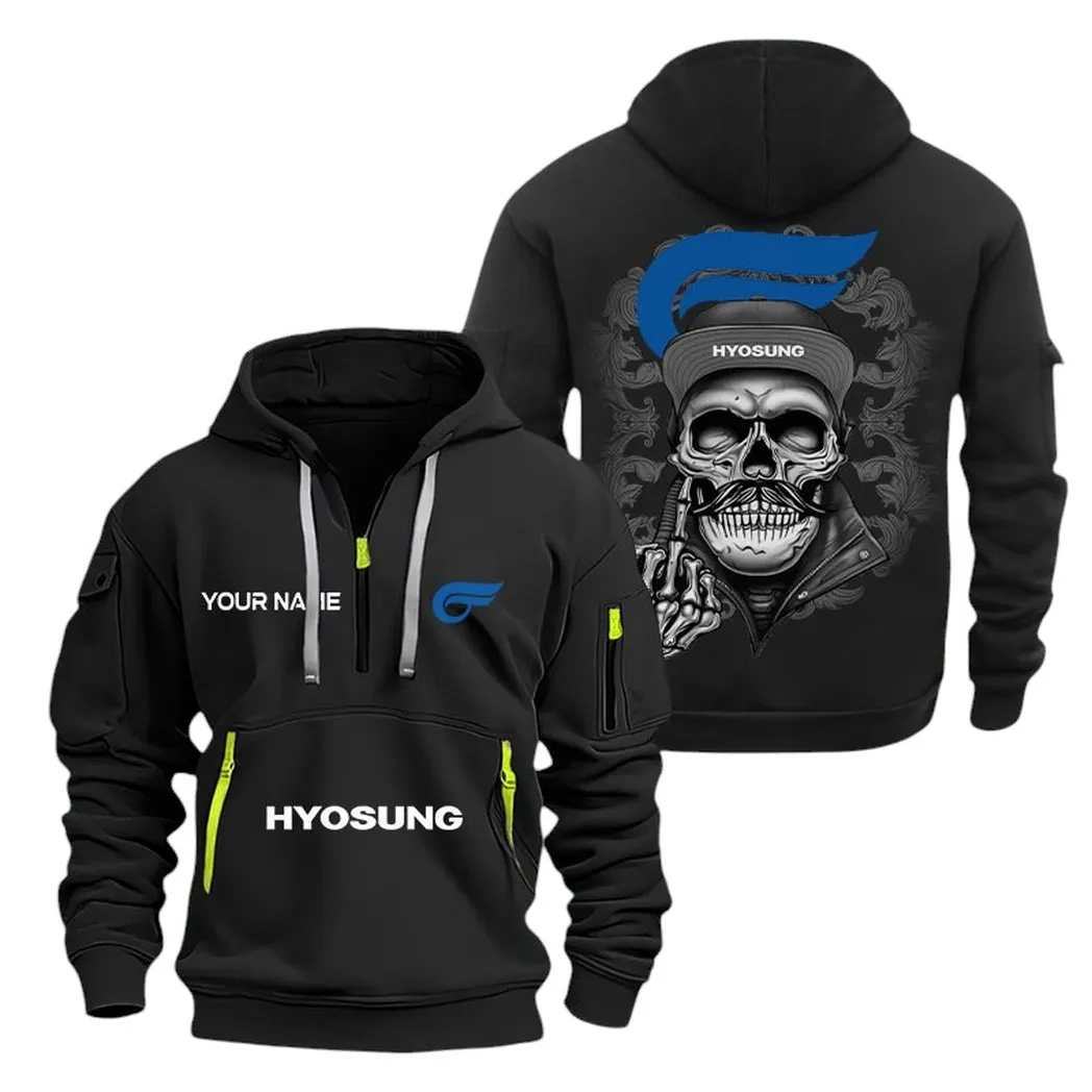 Touring Capable Bike Hoodie Half Zipper, Fan Pride Half-Zip Hoodie CAR166 - Black - Image 2