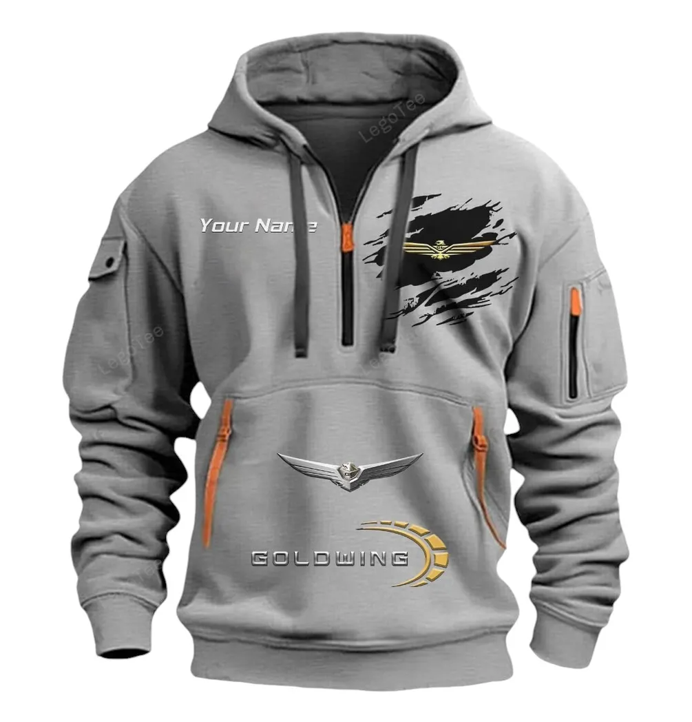 Touring Motorcycle Hoodie Half Zipper, Game Time Hoodie CAR113 - Gray - Image 2