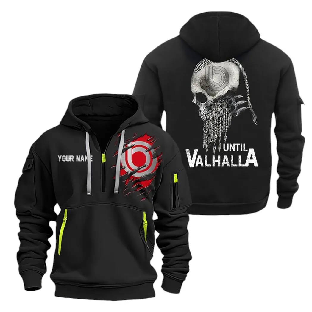 Track Bike Hoodie Half Zipper, True Supporter Half-Zip Hoodie CAR072 -Black - Image 2