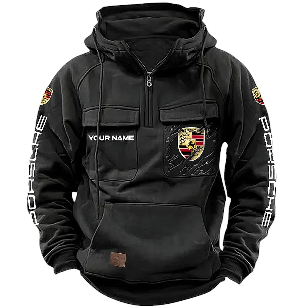 Track Day Machine Tactical Quarter Zip Hoodie, Exclusive Logo Hoodie For Car Enthusiasts CAR164 - Black - Image 2