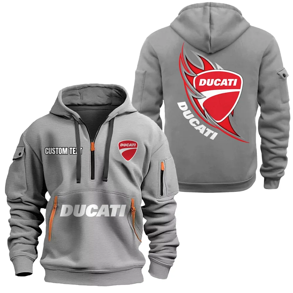 Track Hunter Hoodie Half Zipper, Sporty Fan Half-Zip Hoodie CAR170 - Gray - Image 2