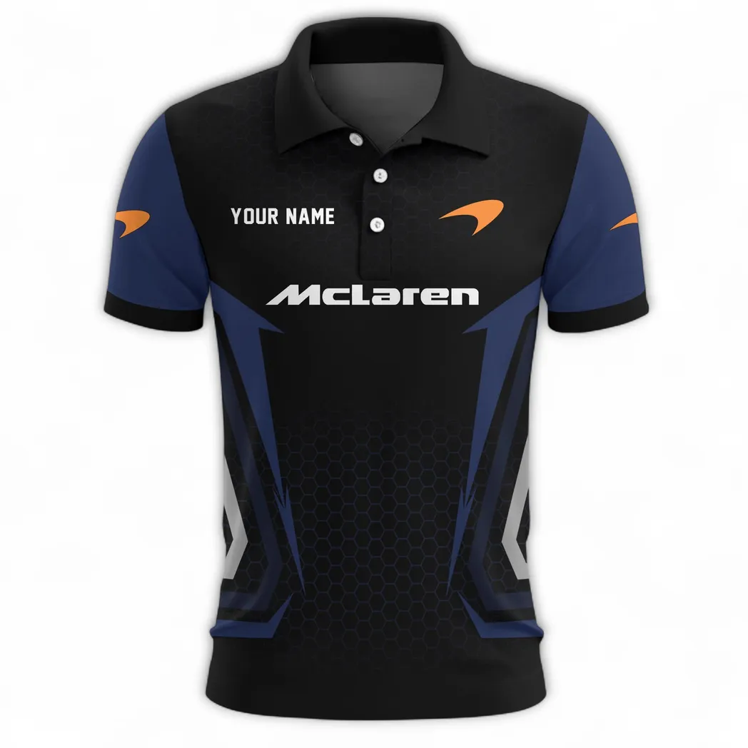 Track Monster Polo Shirt, Lightweight Streetwear Button Shirt CAR526 - Navy - Image 2