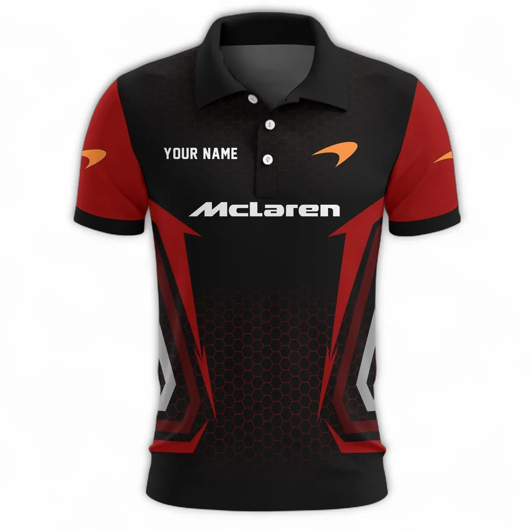 Track Monster Polo Shirt, Lightweight Streetwear Button Shirt CAR526 - Red - Image 2